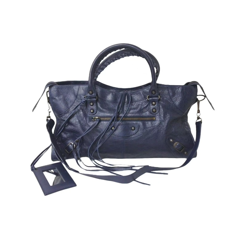 BALENCIAGA THE PART TIME Handbag Navy Blue Leather